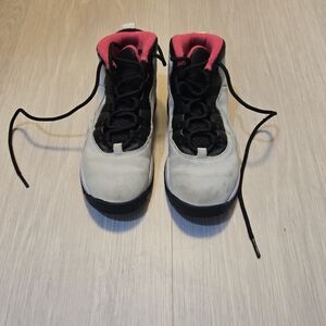 Nike Girls Air Jordan 10 Retro GS Black and Pink Sneakers 1Y